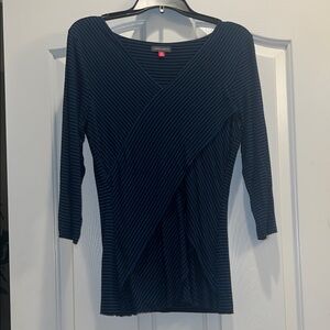 Vince Camuto  blue/ black v neck Striped top